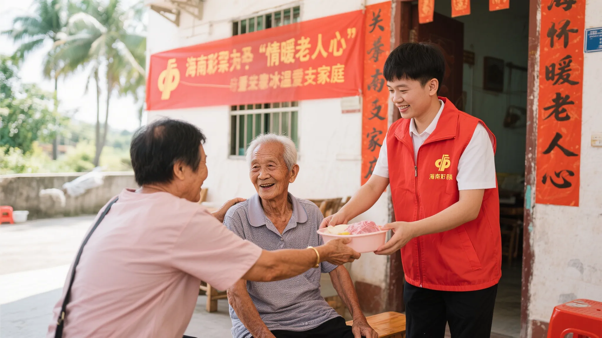 海南福彩举行志愿行动，关爱长者暖心同行。